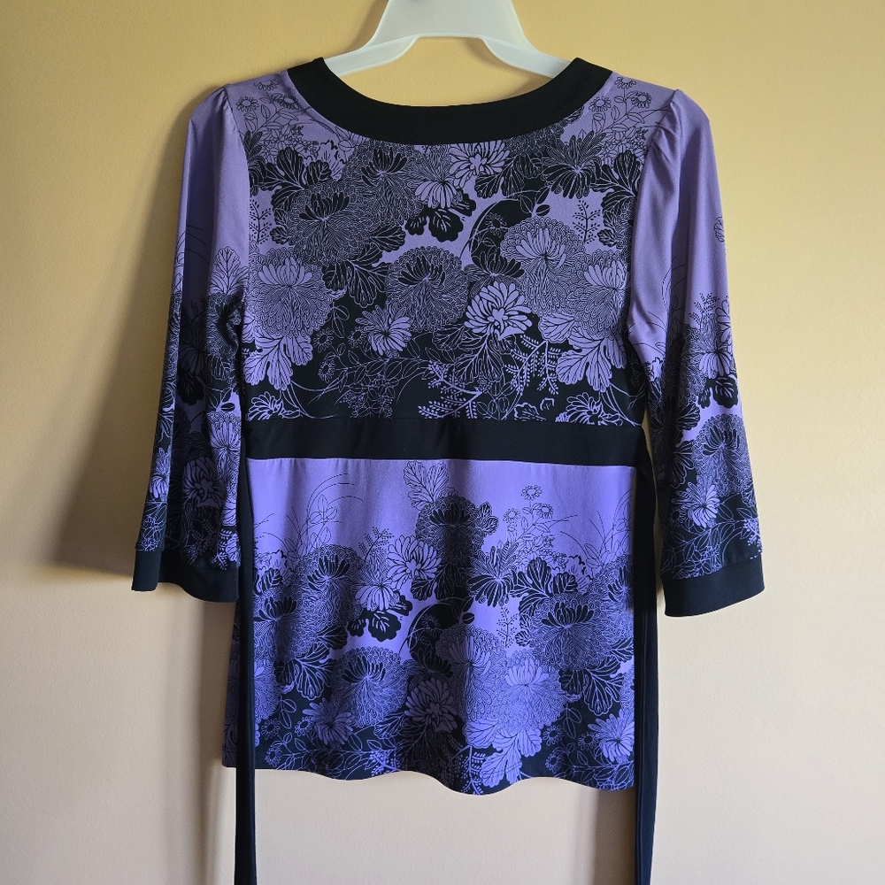 Apt. 9 Eye Catching Floral Tie Blouse, PM (PTP=18") - Picture 5 of 5